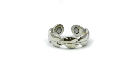 Anillo de plata brillante con forma de hoja