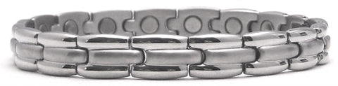 Shiny Silver Stainless Steel Magnetic Bracelet - 3000 Gauss North Pole