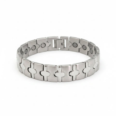 Pulsera magnética de titanio con cinturón plateado