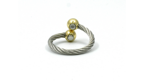 Magnetic Rope Ring – Silver Wire & Gold Ball