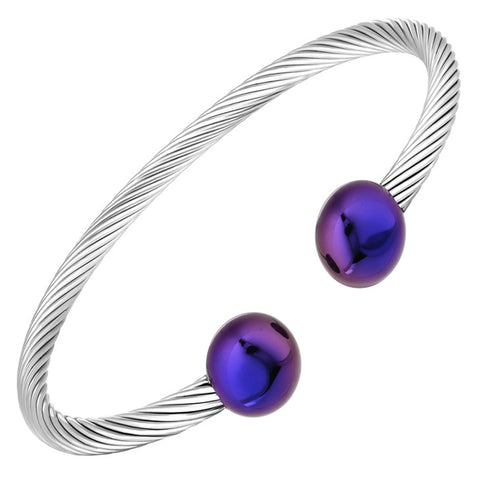 Magnetic Cuff Bracelet – Black & Purple Ends
