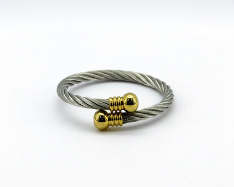 Magnetic Rope Bracelet – Silver Wire & Gold Balls
