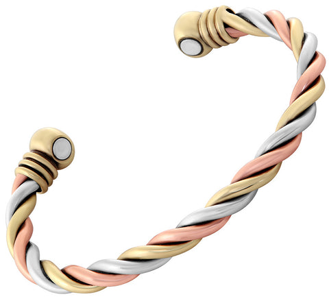 Harmony 3 Tone Twist Magnetic Bracelet Cuff