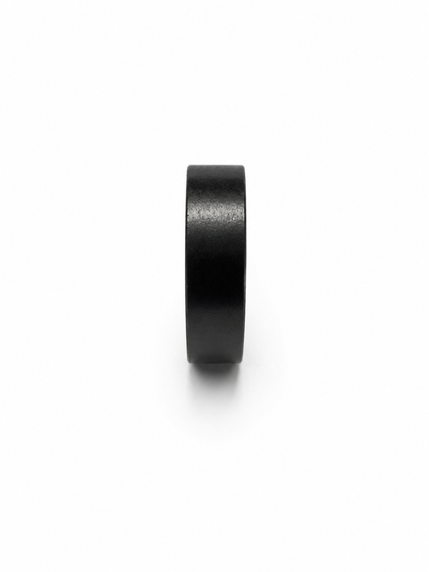 A minimalist matte black ring band shown from a side profile view on a clean white background.