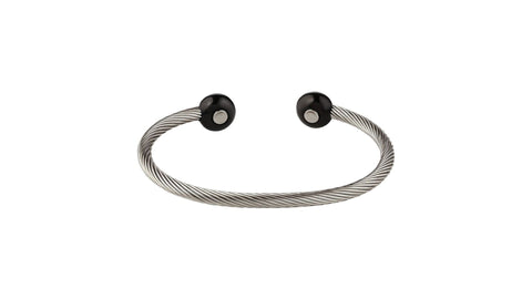 Magnetic Cuff Bracelet – Black & Purple Ends