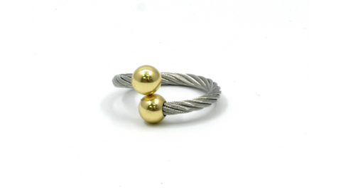 Anillo de cuerda magnética – Alambre de plata y bola de oro