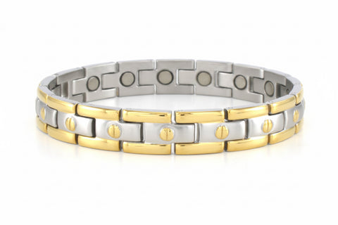 Screwhead Magnetic Bracelet - Gold Rim & Silver