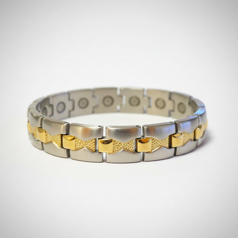 Silver Gold Hourglass SS Magnetic Bracelet