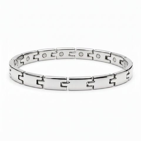 Metallic bracelet on a white background