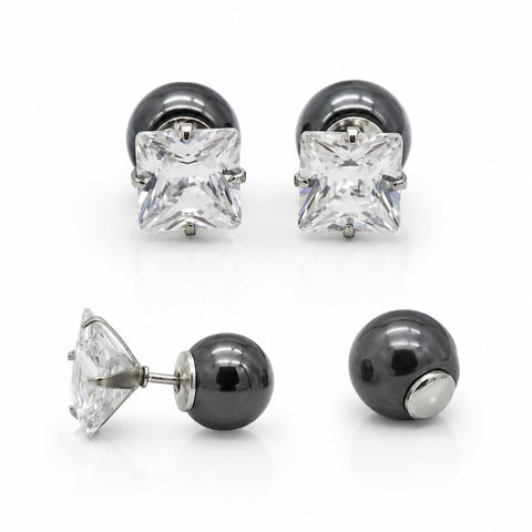 Boucles d'oreilles magnétiques carrées en oxyde de zirconium