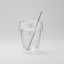 Clear glass with a Magnetic pencil  on a light gray background