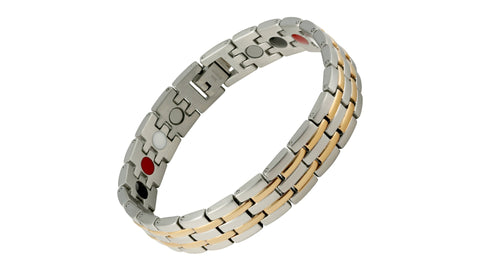 Ionic Silver Gold Link 4-in-1 Magnetic Therapy Bracelet