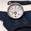 Gauge on a blue Magnetic_Neo-Ankle_brace with a white background