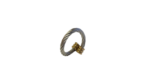 Magnetic Rope Ring – Silver Wire & Gold Ball