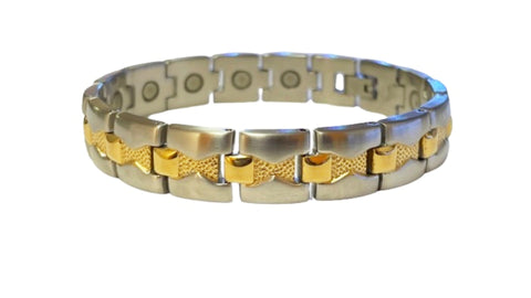 Silver Gold Hourglass SS Magnetic Bracelet