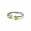 Anillo de bola de oro con alambre de plata