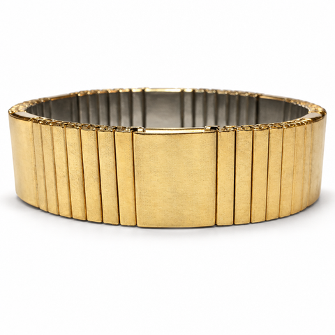 Pulsera expansible dorada ancha sin cristales