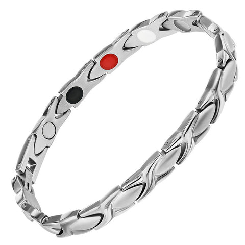Ionic XO All Silver 4-in-1 Magnetic Therapy Bracelet