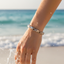 Slim Silver Heart Solid Bracelet in Ocean