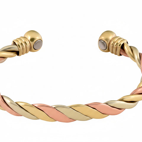 Copper 3 Tone Twist  Magnetic Bracelet Cuff